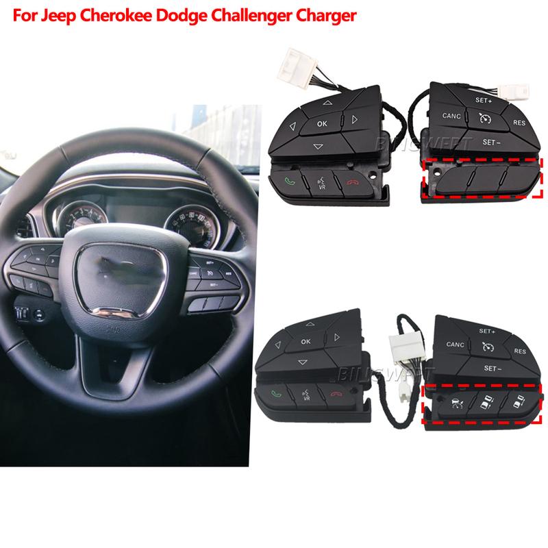 For 14-18 Dodge Jeep Challenger Cruise Control Button Car Steering Wheel Speed Limited Audio Volume Switch Buttons 68146856AC