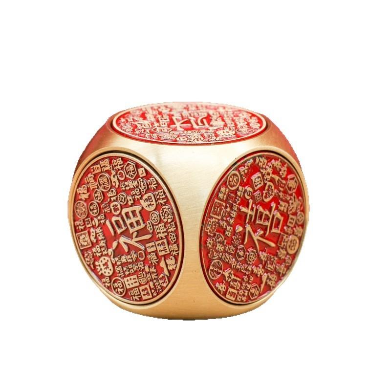 Popular brass rotating handle piece, six-sided rotating combination for attracting wealth and treasures, multi-sided rotating st