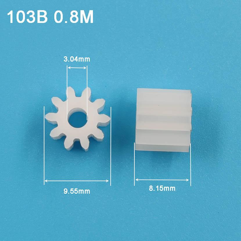 10T 0.8M Spur Gear OD=9.6mm 10 Teeth Customize Hole 3mm 3.17mm 5mm Plastic POM Pinion 103B 105A