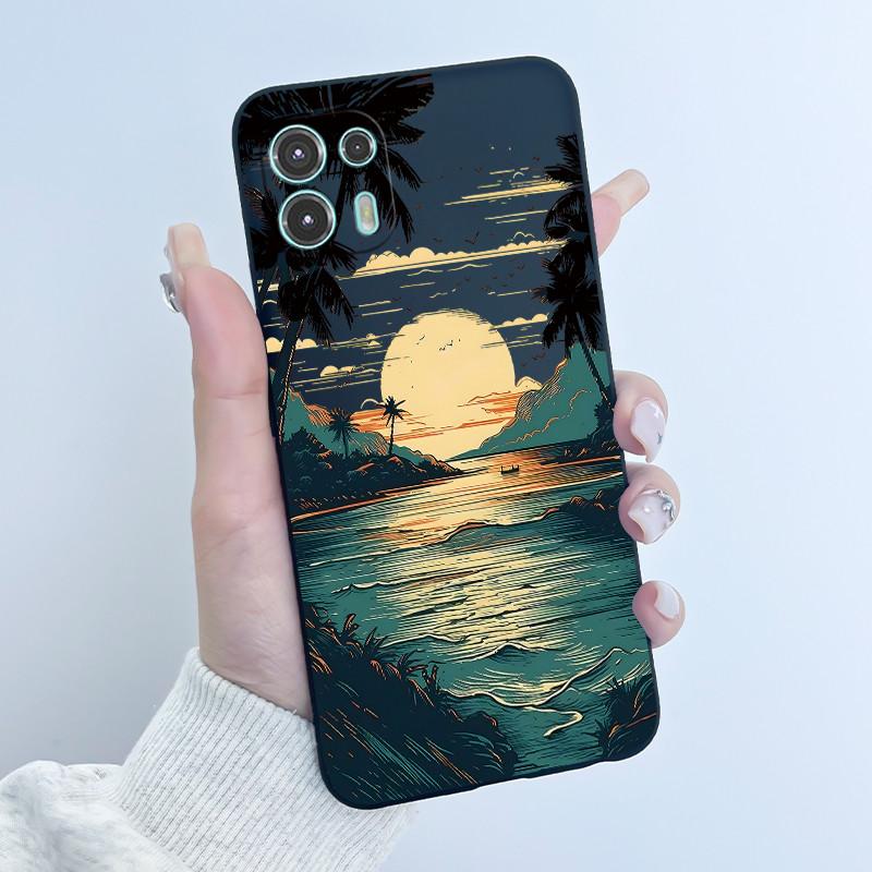For Motorola Edge 20 Lite Case XT2139-1 Pretty Girl Cute Heart Rabbit Black TPU Silicone Back Cover For Moto Edge 20 Fusion Case