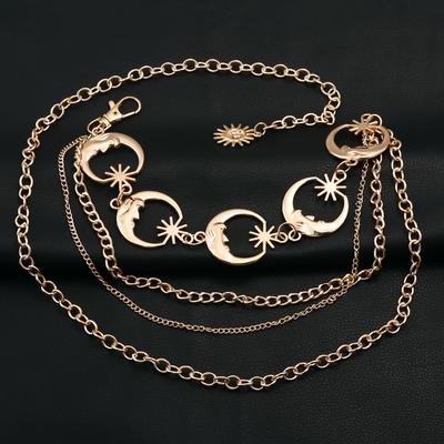 Sunflower Waist Chain Women Fashion Sexy Adjustable Moon and Star Pendant Pant Chains Dress Ornament Valentine's Day Accessory