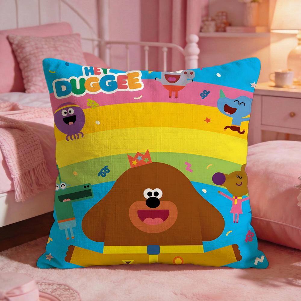 Hey DDuggees Cute Cartoon Cushion Cover Premium Comfort Reversible Pillow Cove Two In One Design For Any Room  Car Interior