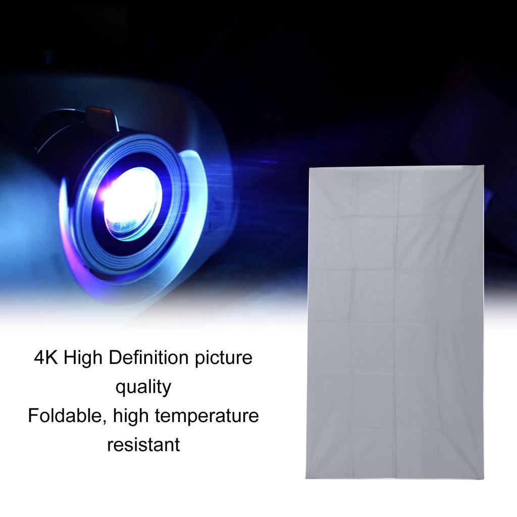 Metal Microbead Anti-Light Curtain, 4K High-Definition Foldable Projector Screen, 6X Color, Easy To Clean, 16:9 Ratio, for Home Theater (100-inch)