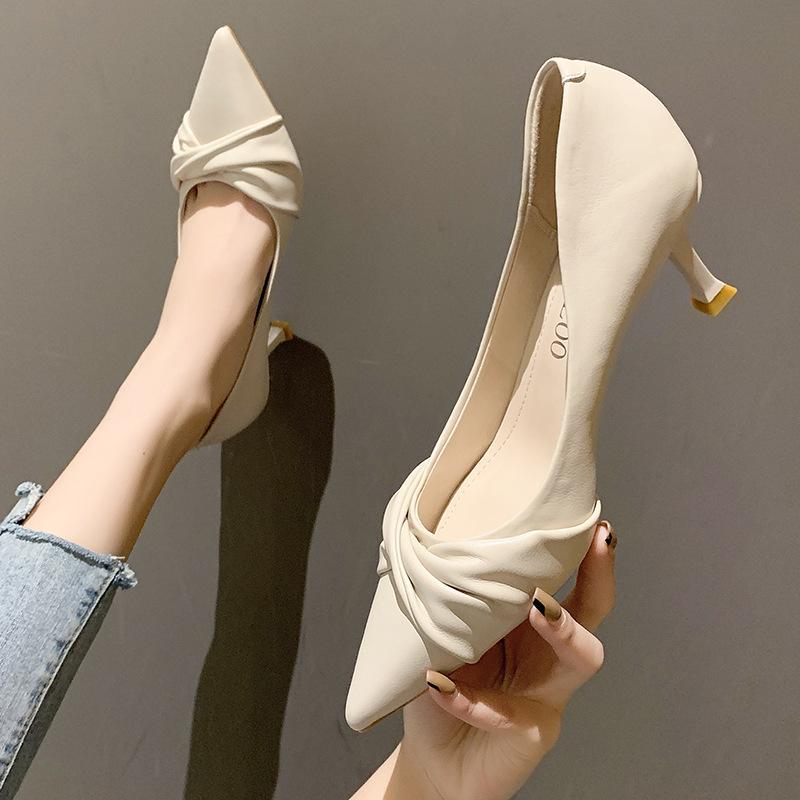Fashion New Fashion Korean Style Woman High-heeled Shoes Pointed Toe High Heel Slip-on Shallow Shoes Breathable Wear-resisting for Party
