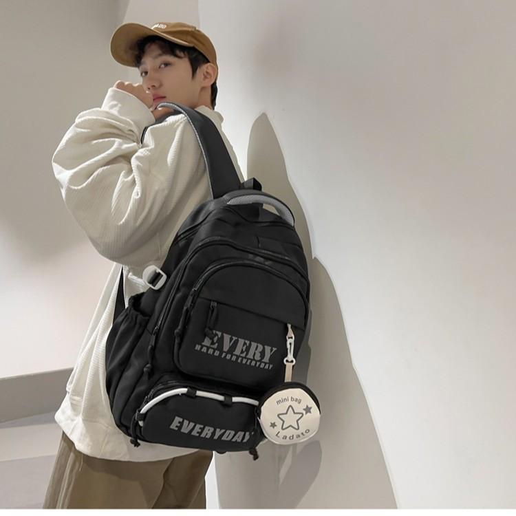 New middle school and college student school bag Light casual backpack Multi-layer large-capacity junior high school school bag for men and women