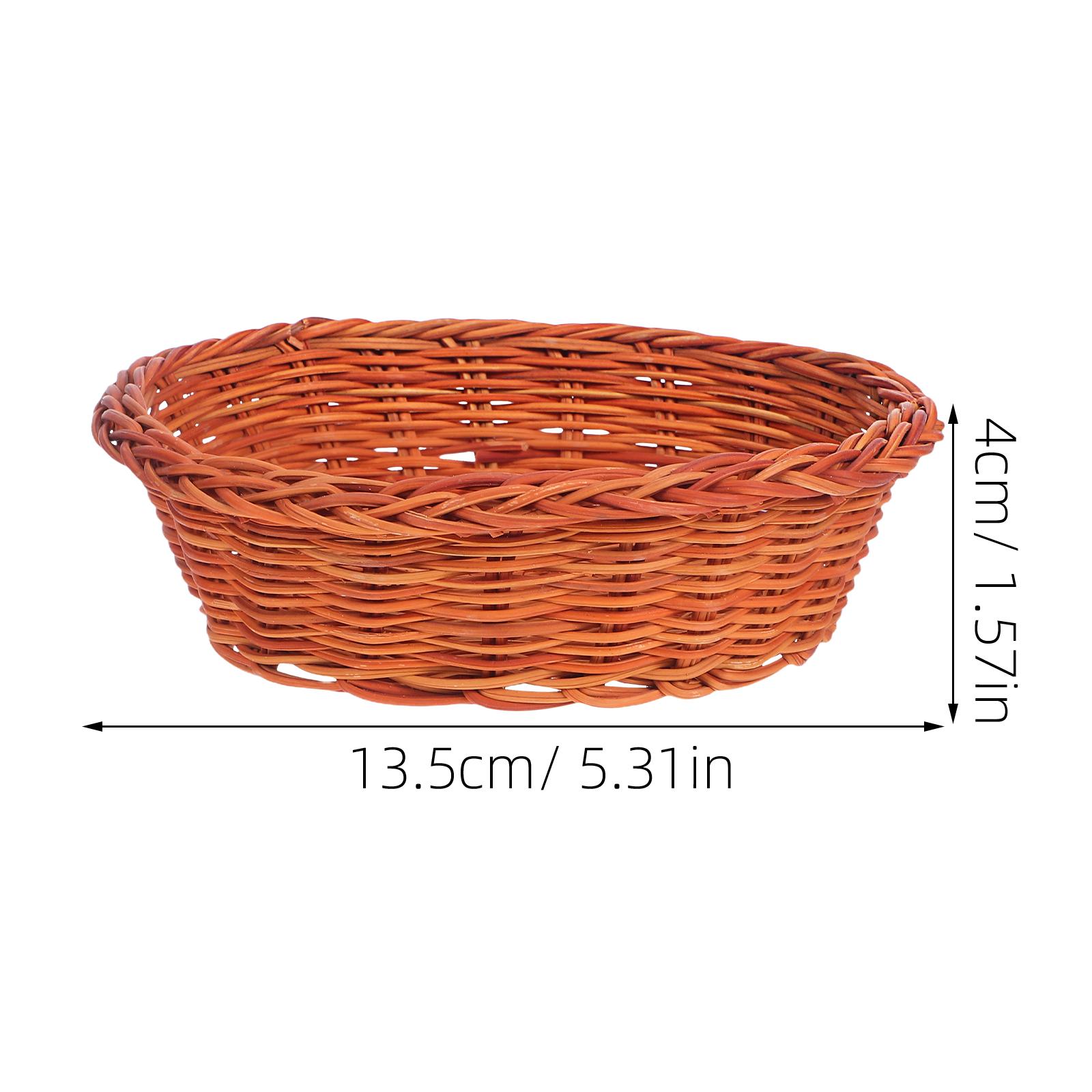 10pcs Rattan Bread Baskets Natural Hand Woven Oval Food Serving Baskets For Kitchen Storage Multipurpose Fruit Snack Organizer