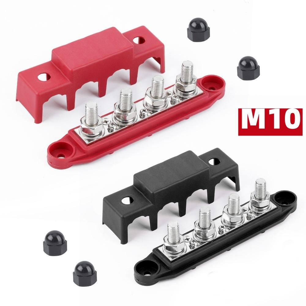 12V 250A Bus Bar Terminal M8 M10 Positive Negative Battery Power Distribution Block With Cover for Boat RV Truck Camper