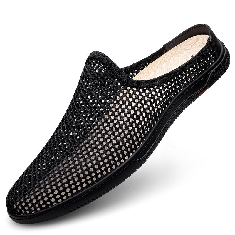 

Italian Men Air Cushion Mesh Sports Shoes Outdoor Walking Sneakers Antiskid Soft Bottom Slippers Flat Designer Loafers 44 чёрный
