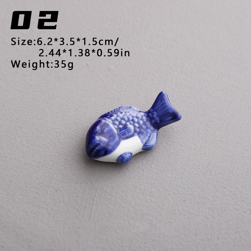 Cute Little Fish Ceramic Solid Chopstick Holder for Japanese Restaurants, Spoons, Fork Racks, Ceramic Rest Kitchen Utensils