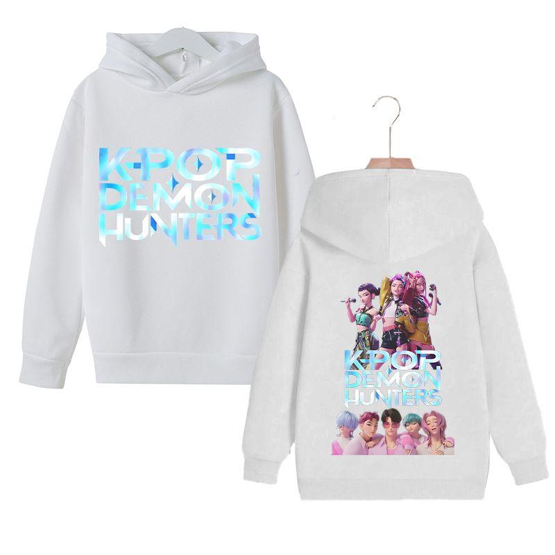 KPop Witch Hunter's Stylish Loose Hoodies for Boys and Girls, Autumn and Winter Children's Fleece Hoodies