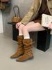Maillard pointed boots Korean giant modified legs suede can be stacked