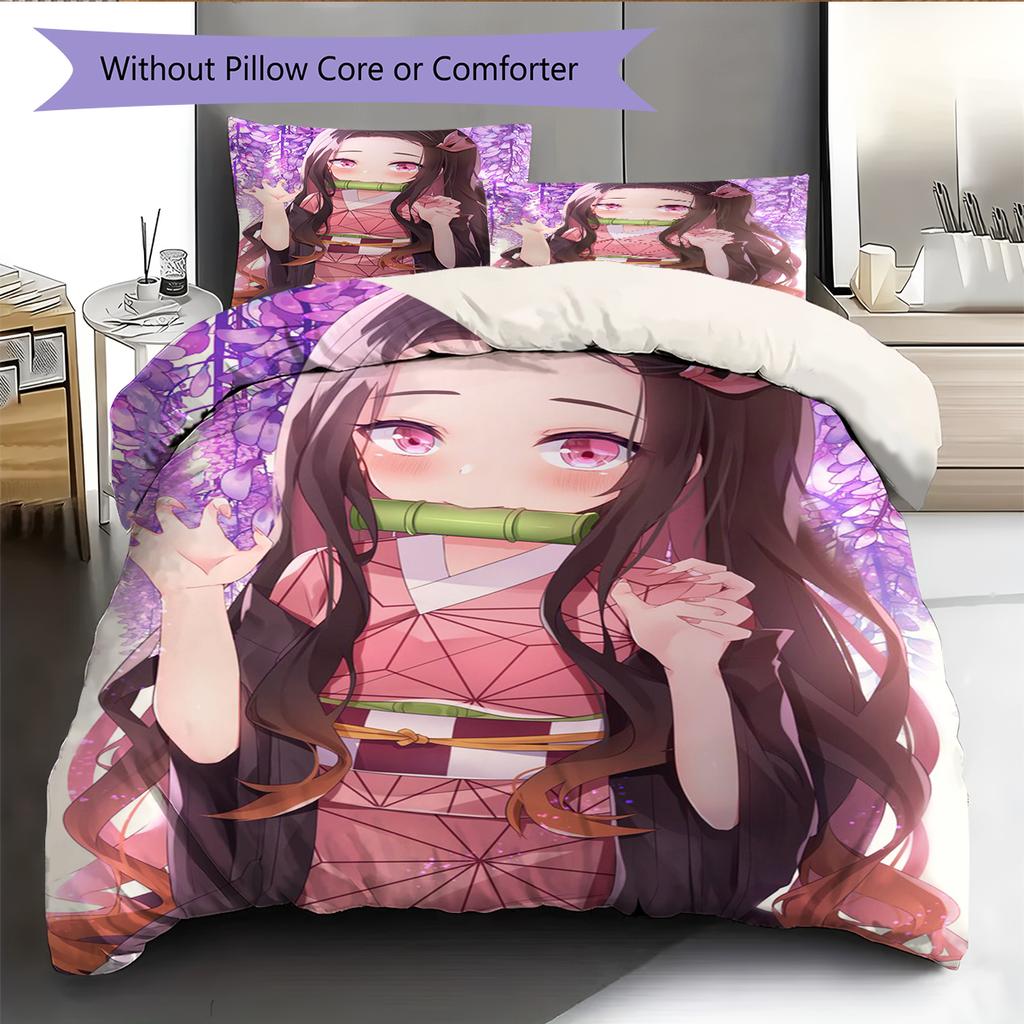Cartoon Pattern Bedding Quilt Set Quilt Cover Pillowcase Home Decoration Birthday Gift (1 * Duvet Cover + 2 * Pillowcase, Without Core)