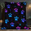 1pc Purple Paw Prints Used for Sofa, Bedroom, Living Room, Bed, Couch, Chair Soft and Warm Blanket-Lightweight Flannel, Adult Gifts for Fami