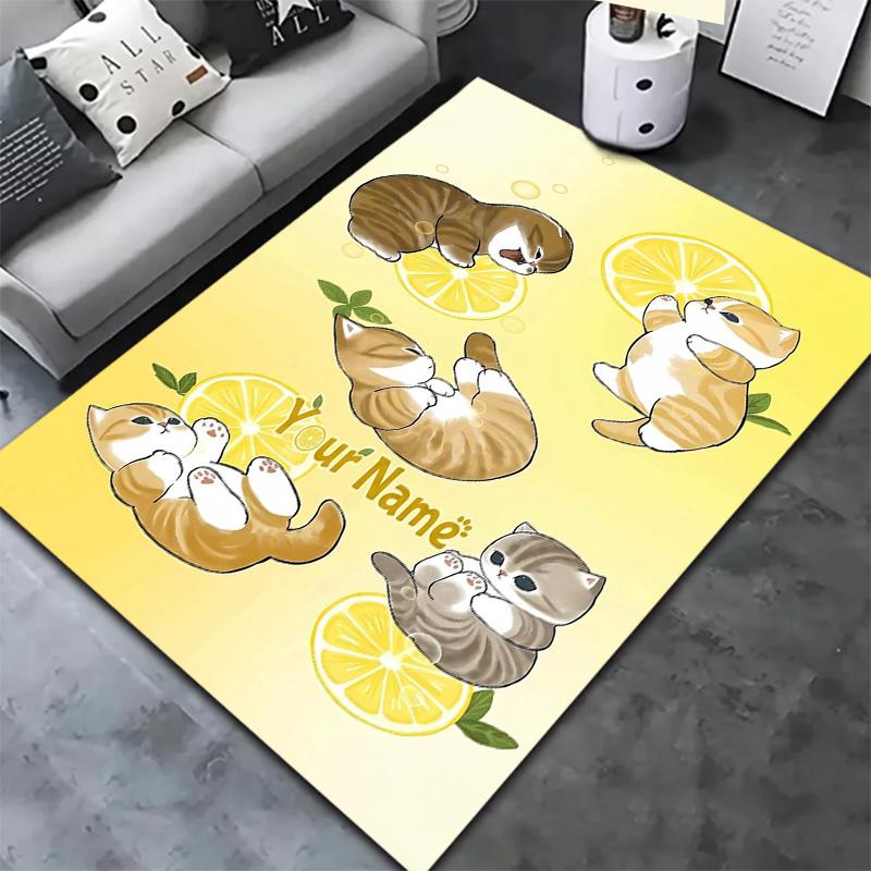 Floral Paws Collection Custom Name Carpet Rug For Living Room Bedroom Home Sofa Decoration Kids Play Nonslip Floor Mat