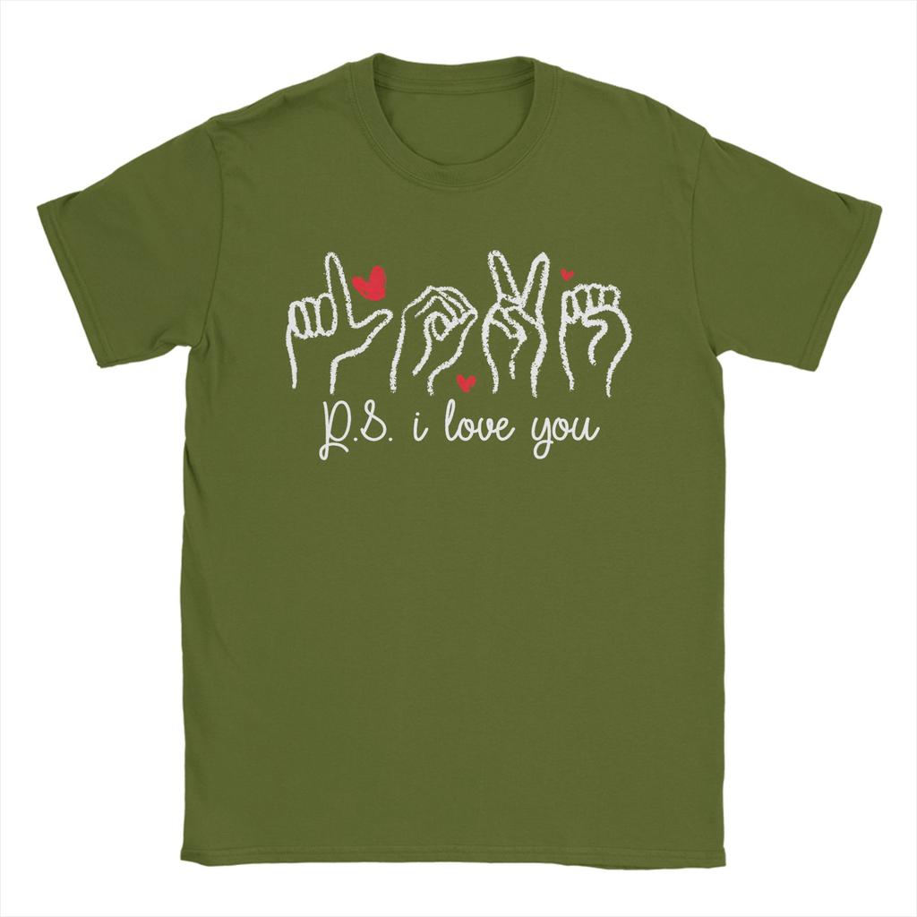PS I Love You Day Valentines Day Purple ASL Love Hand Sign T Shirt Unisex Pure Cotton Crazy TShirt Clothing Plus Size