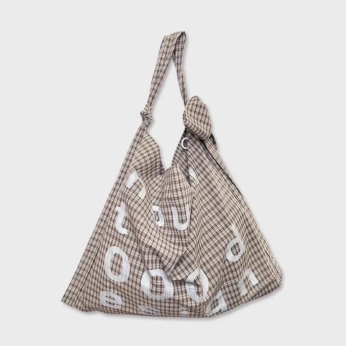 000Design Cotton Check Tie Bag / Brown