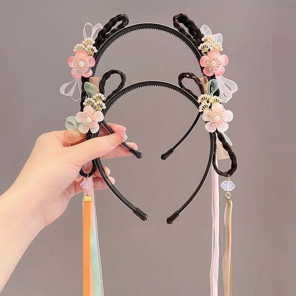 Exquisite Embroidery Wigs Braided Hair Hoop Hair Bands for Children  Photography Headwear
