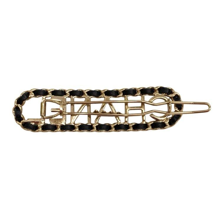 Used CHANEL Hair clip Leather/Light gold