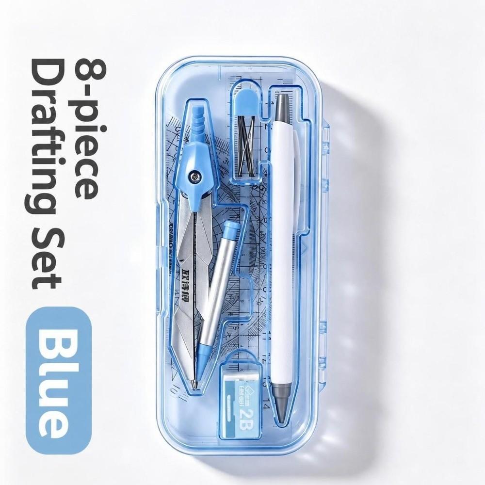 8pcs Protractor Triangle Ruler Set Students Compass Kit Geometry Compass Ruler Set  School Supplies