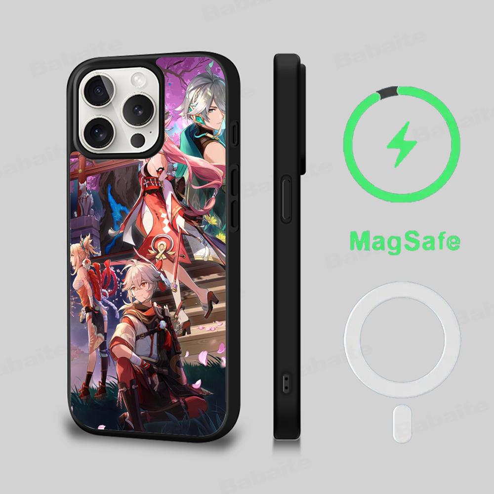 Genshin Impact Anime Phone Case Magnetic Case For IPhone 16 14 13 12 11 15 Pro Max Plus For Magsafe Wireless Charge Cover