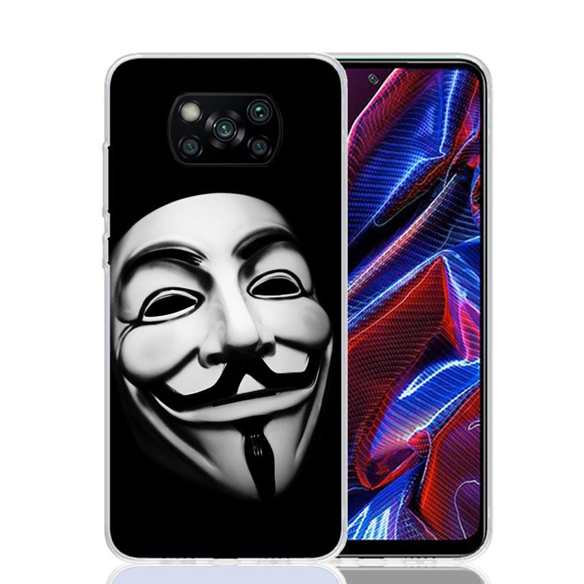 Anonymous V Mask Case Phone Cover for Xiaomi Redmi Note 10 9 9S 8 8T 7 5 Pro Mi 12T 11T 10T 9T 12 11 Lite A3 A2 Trend Fundas Mi