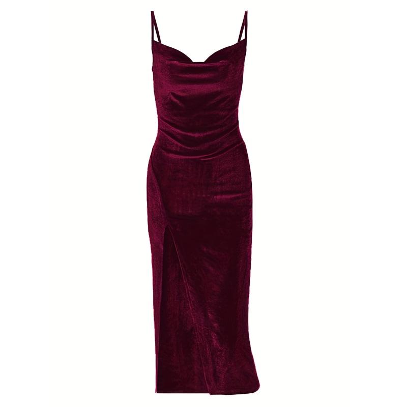 Sexy Slim Split Velvet Sling Party Dress Dress Female