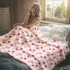 Daisies Vines Pink Flannel Blanket Perfect for Sofa Office Bed Travel Sleep Read Relax Camping Four Season Use