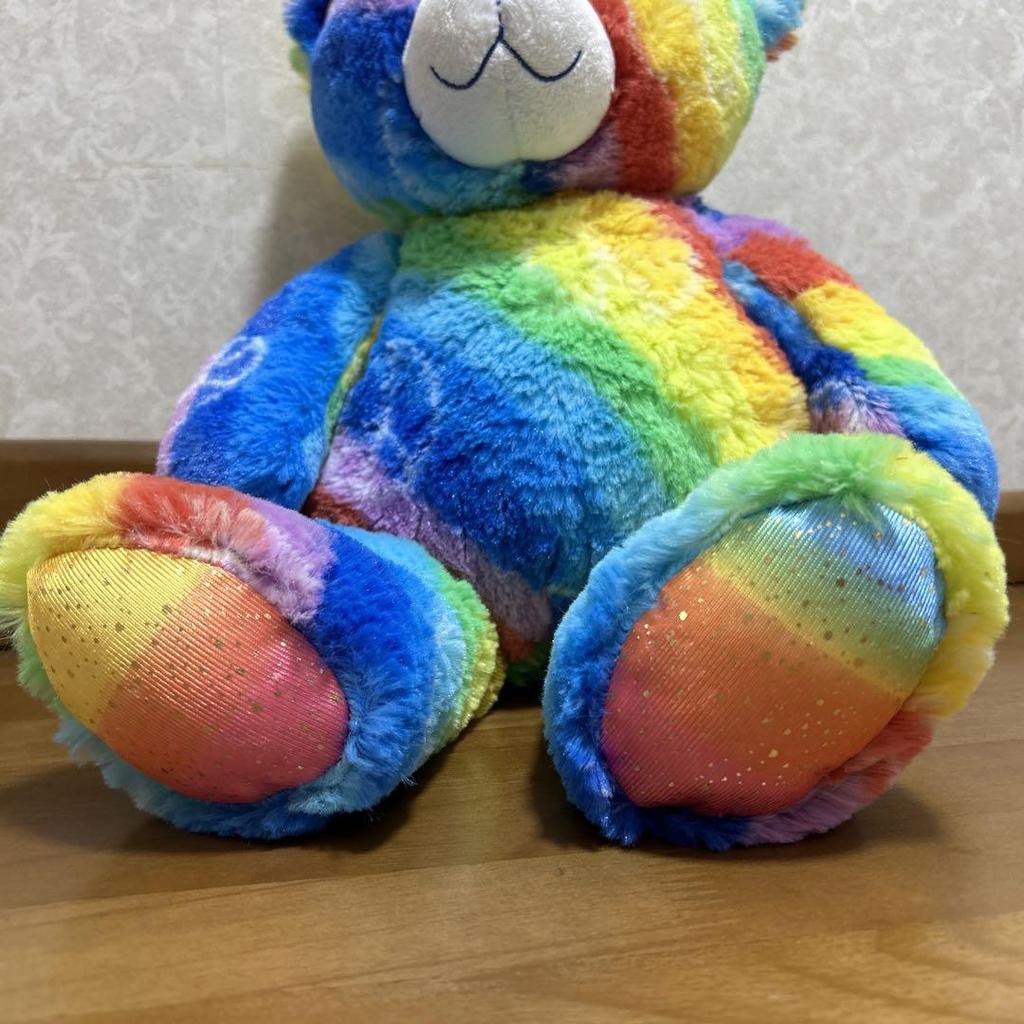 [USED] Build-A-Bear Peace Sign Rainbow Colored Flashy Teddy Bear Bear