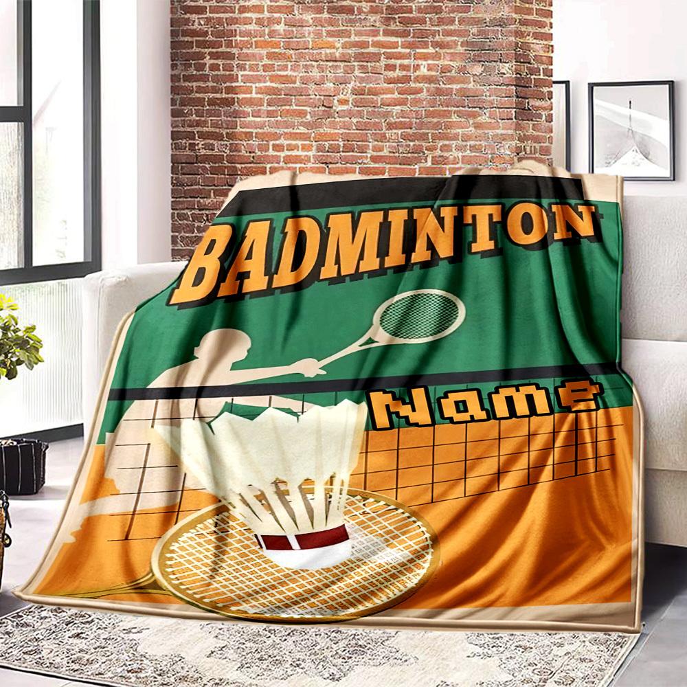 Badminton Home Customize Your Name Blankets Comfortable Soft Lightweight Multiseasonal Blanket For Picnics Sofas Offices Beds Living Rooms Perfect
