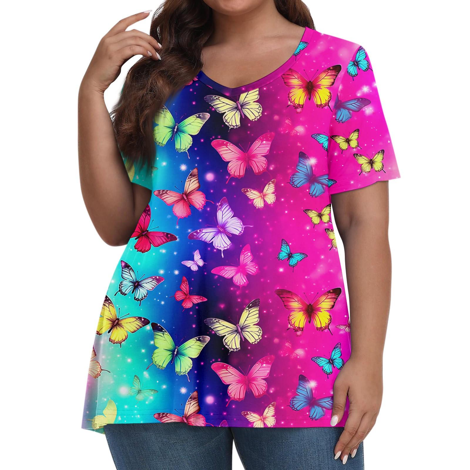 

Женские топы больших размеров с V-образным вырезом, повседневная одежда с 3D-принтами, топы, футболки 7XL