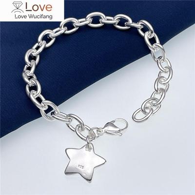 Pulseiras de pingente de estrela bonita de prata 925 de alta qualidade para mulheres, joias de grife para festa, casamento, presentes de Natal