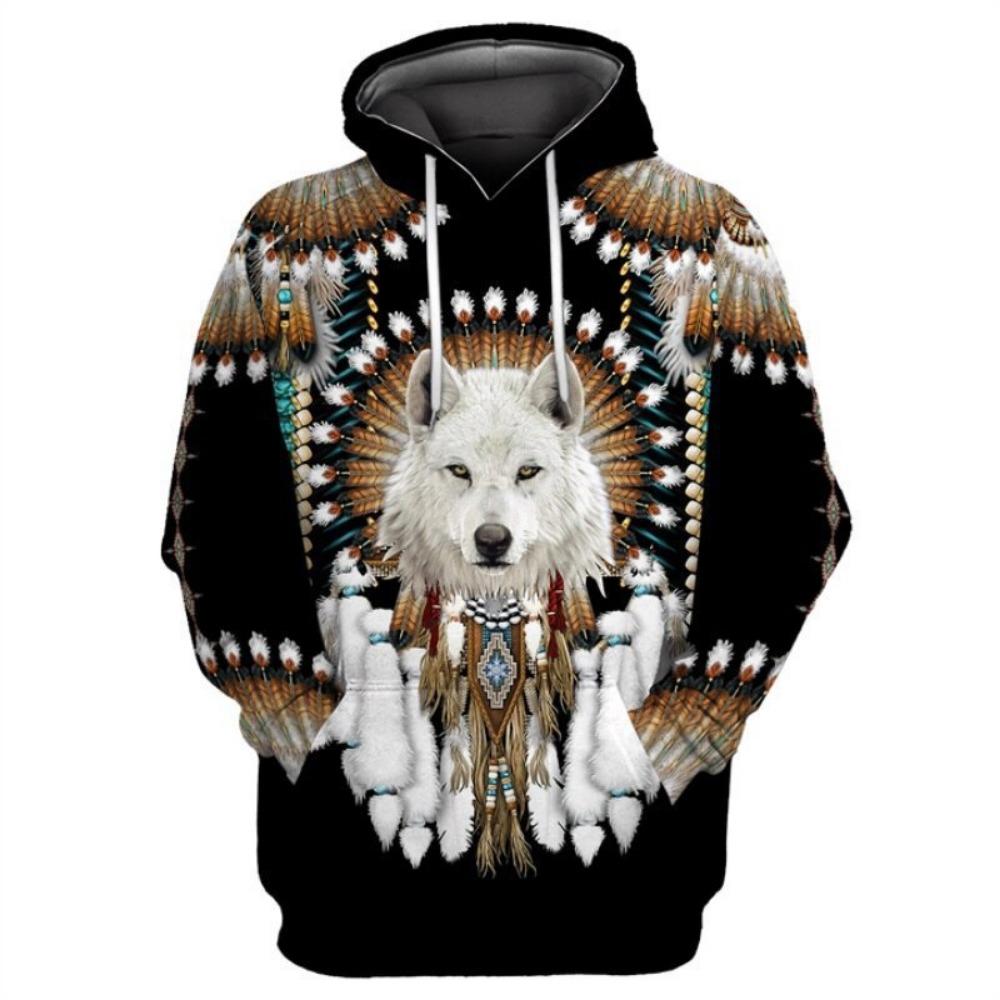 Fox and Wolf 3D Digital Printed Men's Street Trendy Hoodie Sweatshirts
