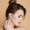 Crystals Adorned Bridal Earrings Pair Exaggerated Designs Handmade Artistics Comfortable Fit Wedding Accessory