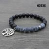 European Hot-Selling Yellow Tiger Eye & Volcanic Stone Lotus Tree Pendant Yoga Mala Bracelet