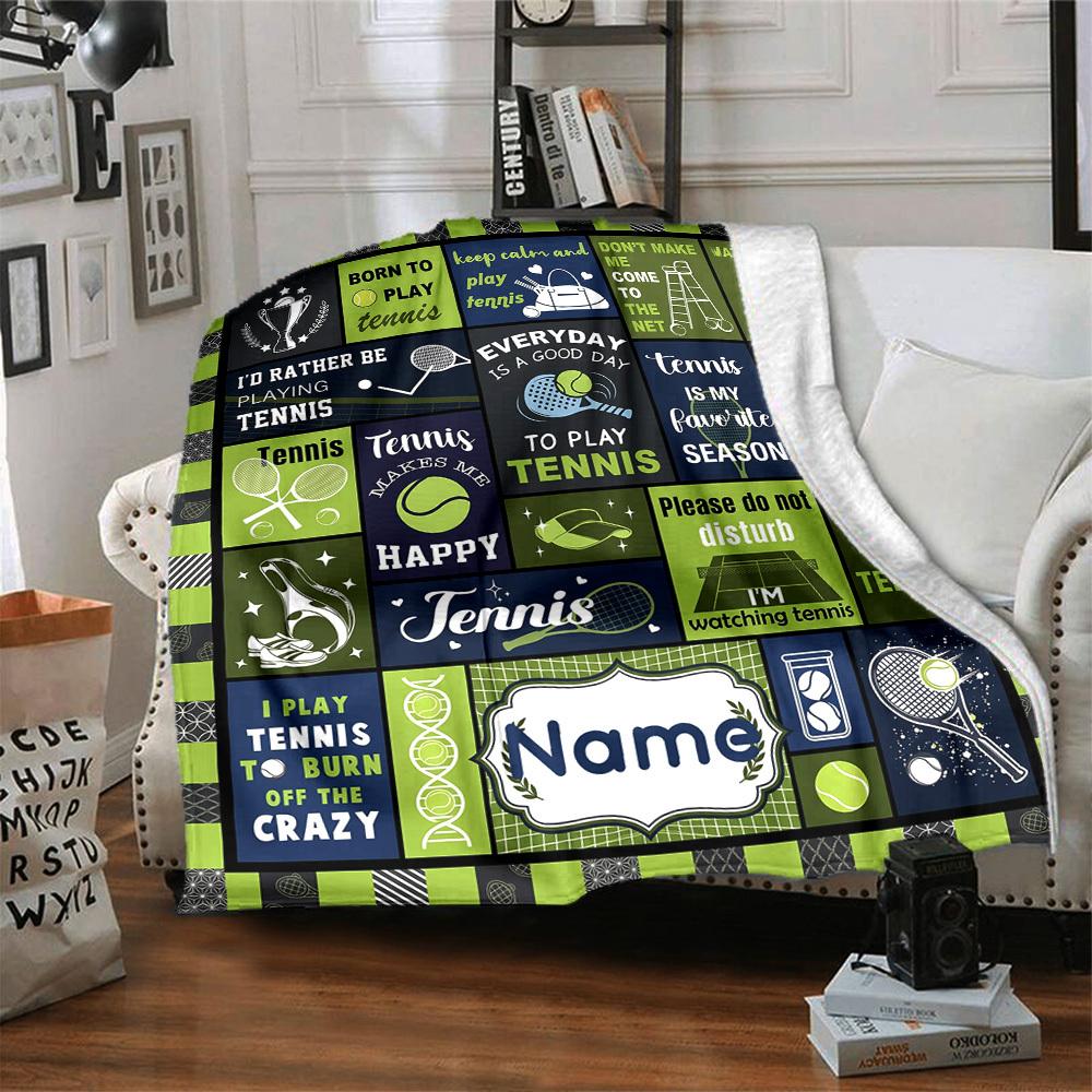 Tennis Theme Customize Your Name Home Blanket S Comfortable Soft Lightweight All Season Multipurpose Blanket For Picnics Couches Offices Beds Living