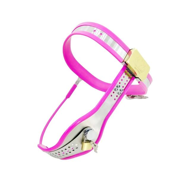 Neuankömmling Stahl Silikon Keuschheitsgürtel für Damen Sexy Hosen Sexspielzeug für Frauen BDSM Bondage Abschließbares Metall Erwachsene Sklavin Lesbenspielzeug