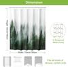 Green Shower Curtain for Bathroom Misty Forest Pattern, Nature Woodland Artistic Shower Curtain Set with Metal Hooks, Waterproof