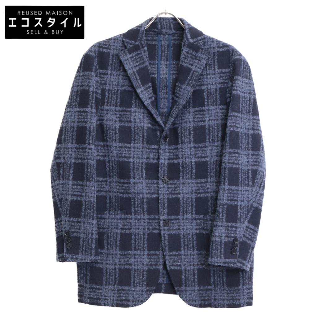 RING JACKET Black x Gray New Balloon 100% Wool Check Pattern 3B Jacket Jacket 52 Black x grayUsed