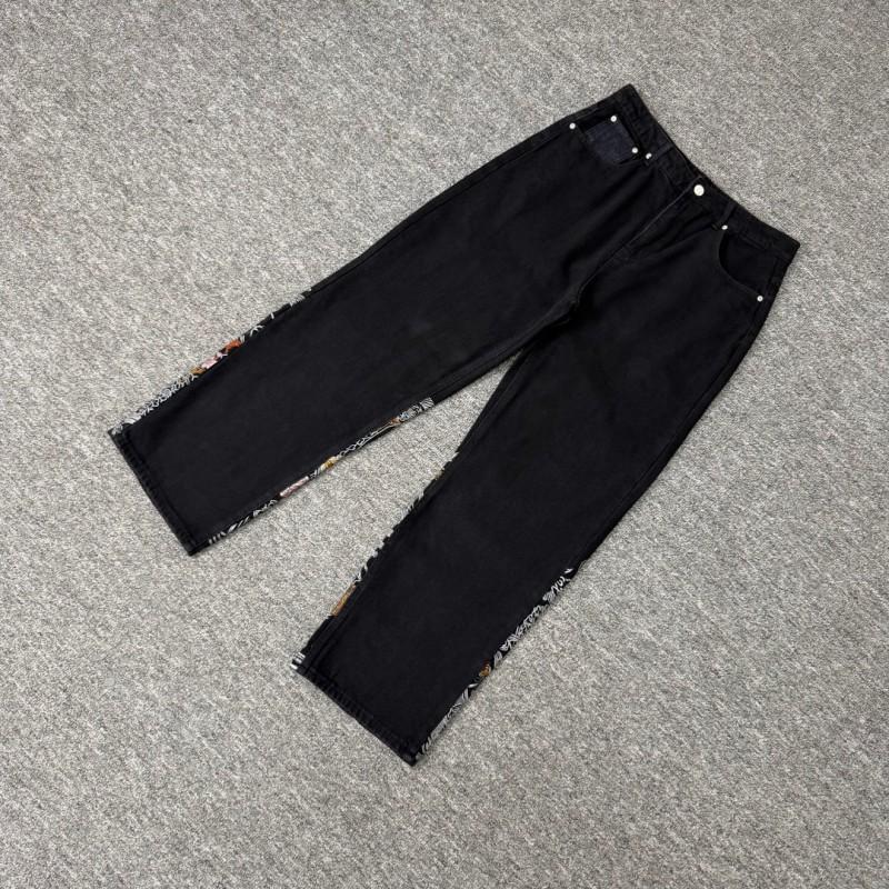 Dark Gothic Embroidered Heavyweight Denim Jeans Unisex Loose Straight Fit Streetwear Casual Pants