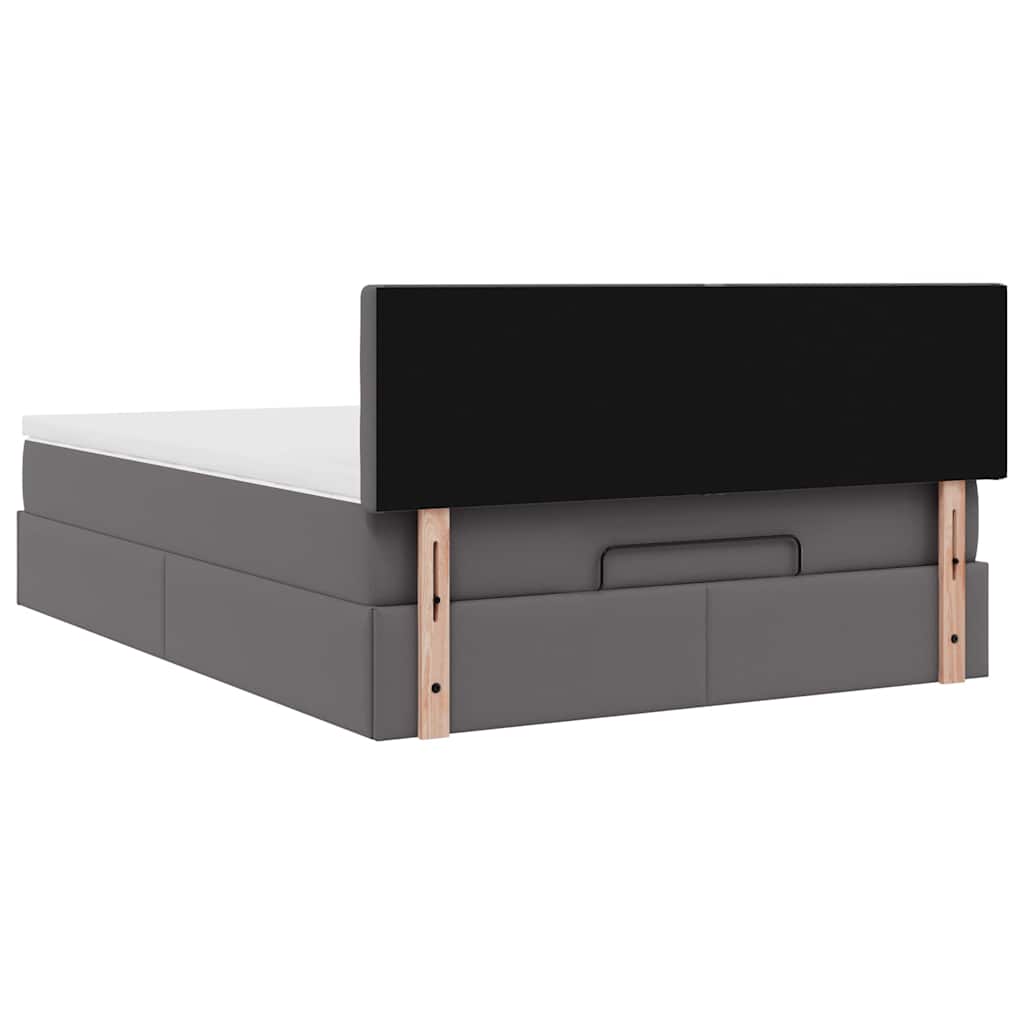 Ottoman Bed with Mattress Gray 140x190 Cm Faux Leather