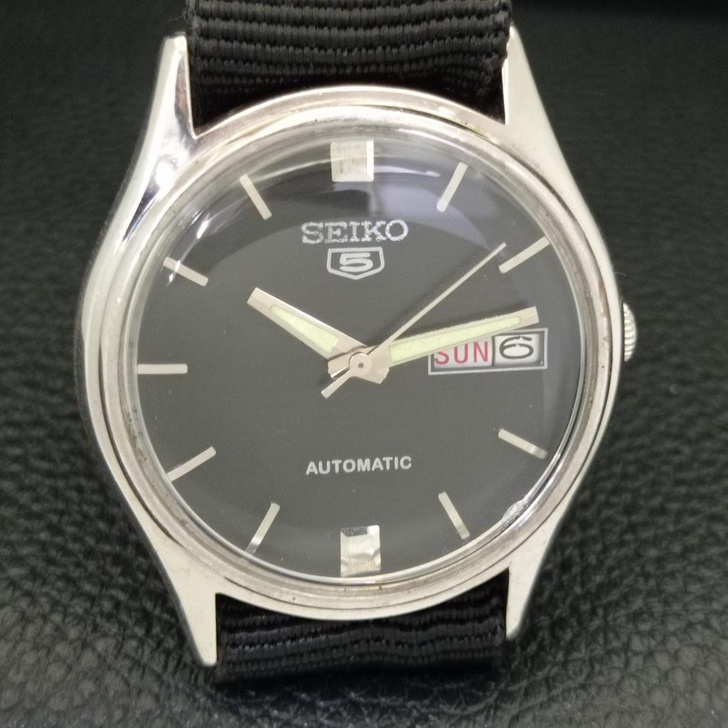 Seiko 5 AUTOMATIC 6309A VINTAGE JAPAN MENS BLACK COLOR DIAL WATCH A701614-5 R206c-a701614