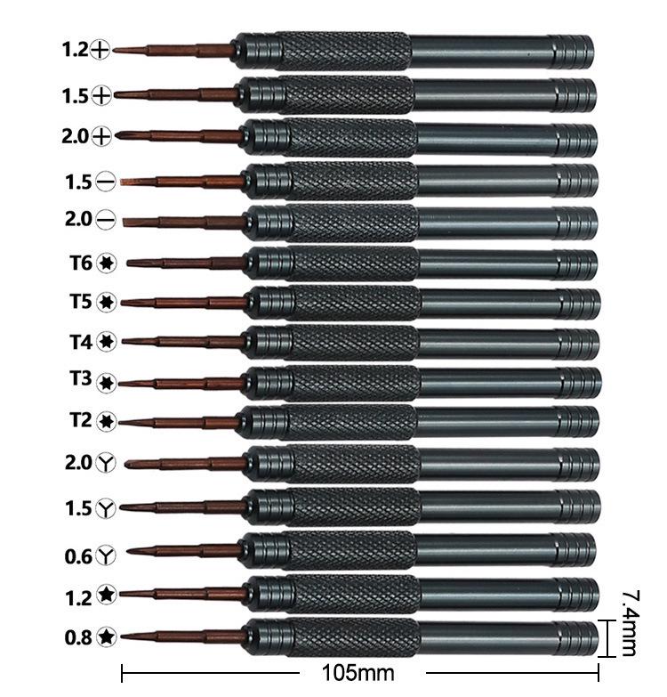 Precision Aluminum Screwdriver Set for Mobile, Watch, and Glasses Repair Aluminum Screwdriver 1.5+*26*105