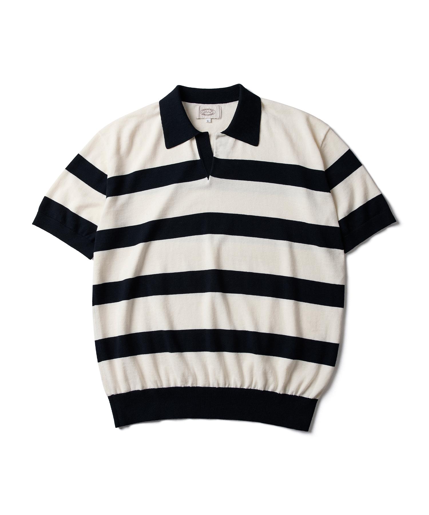 Amphist Marine Stripe Knit Polo Black Large