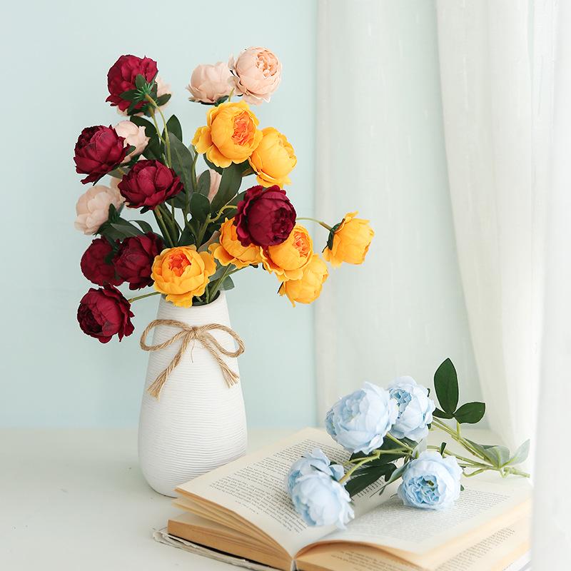 7-Head Silk Peony Artificial Flower Arrangement for Living Room Decoration and Wedding