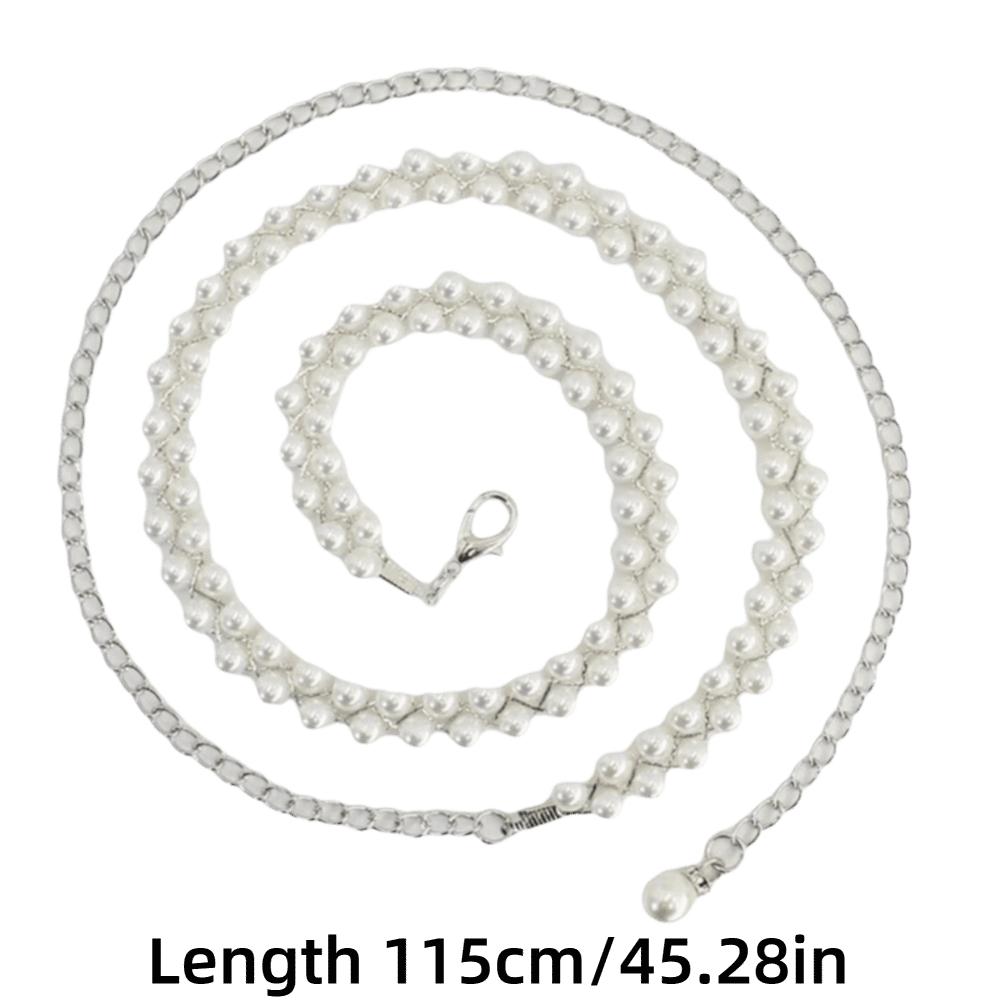 Thin Pearl Pendant Belt Adjustable Dress Skirt Belt Belly Chain Belt Women Dress Decoration