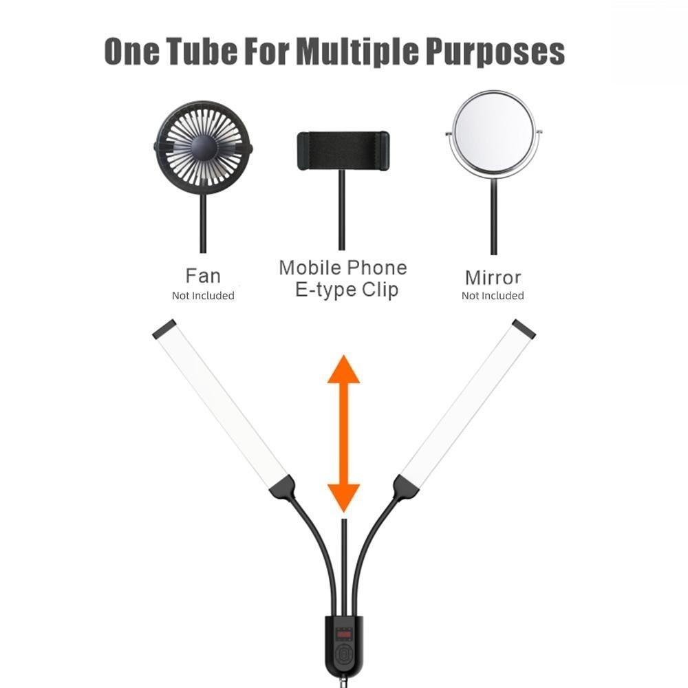3000K/4000K/6000K 1.6M/63in Flexible 2-Arms LED Bi-color Dimmable Timer Metal Light Stand Photography Fill Light Video Light