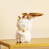 Handicraft Lucky Cat Ornaments Cartoon Resin Storage Rack Multi-purpose Cat Statue  Desktop