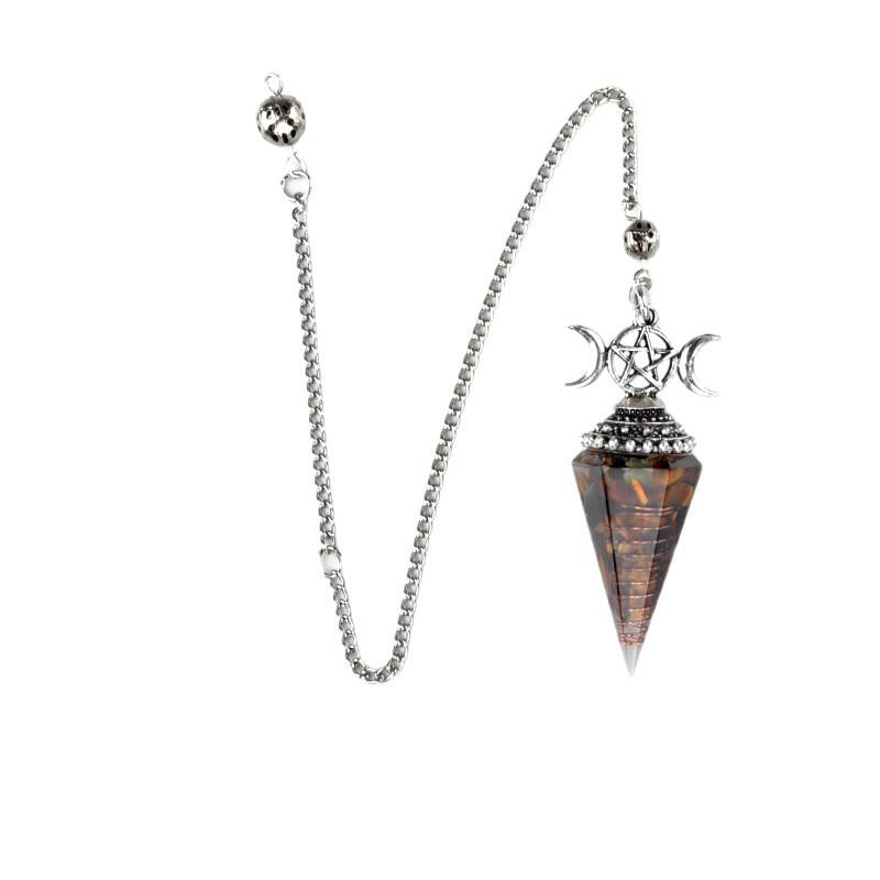 1690 Three-Phase Moon Seven Chakra Stone Resin Hexagonal Crystal Pendant Pendulum Cross-Border Jewelry
