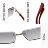 Rimless Cut-Edge Square Photochromic Sunglasses Fashion Sun Glasses with UV400 Protection for Outdoor Daily Wear