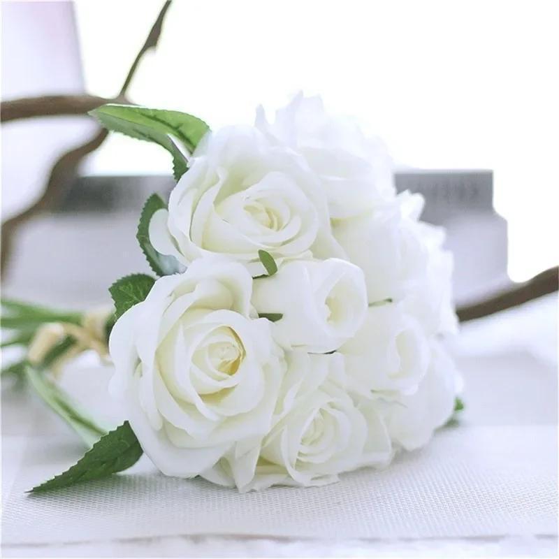 1Pc Artificial Fakes Flower Simulation High Quality Flannel Rose Flower Head Flores Wedding Rose Bouquet DIY Home Decoration